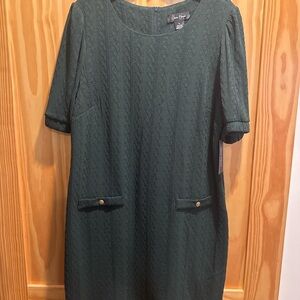 Jessica Howard Green Textured Shift Dress – Size XL